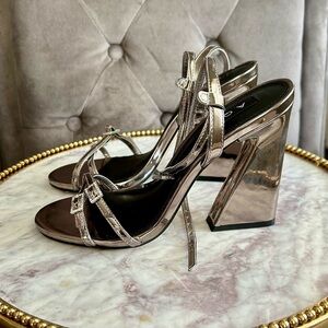 AQUA Women's Strappy High Heel Sandals in Pewter Silver | size 6.5 NWOB